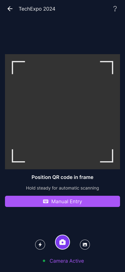 Booth staff scanner mid-scan
